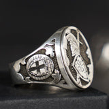 Roman Paladin  Lindsay Carving Craft sterling Silver Ring Male Ins Fashion Jewelry