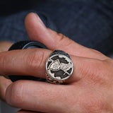 Roman Paladin  Lindsay Carving Craft sterling Silver Ring Male Ins Fashion Jewelry