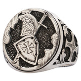 Roman Paladin  Lindsay Carving Craft sterling Silver Ring Male Ins Fashion Jewelry