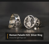 Roman Paladin  Lindsay Carving Craft sterling Silver Ring Male Ins Fashion Jewelry