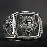 3D Tiger Sterling Silver Rings for man and women Inlaid zircon sculpture Fashion Jewelry