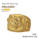 3D Tiger Sterling Silver Rings for man and women Inlaid zircon sculpture Fashion Jewelry