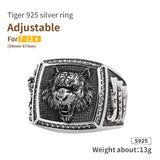 3D Tiger Sterling Silver Rings for man and women Inlaid zircon sculpture Fashion Jewelry