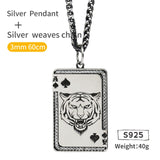 Spades Tiger ins fashion men and women pendant 925 sterling Silver Necklace