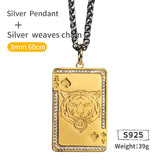 Spades Tiger ins fashion men and women pendant 925 sterling Silver Necklace