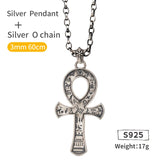 Egyptian Cross Pendant 925 Silver Anka necklace Trendy Men and Women Retro Jewelry