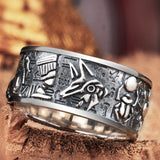 925 silver embossed Egyptian gods Horus Anubis retro silver ring  men's single tail  index finger Fashion Jewelry