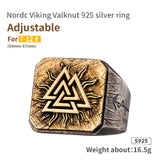 925 Silver Viking Ring Valknut Trendy Male Ring Single Ring Punk  Fashion Jewelry