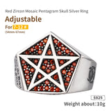 Lucifer morningstar Pentacle  Sterling Silver Rings for man and women Emerald Artificial Zircon Fashion Jewelry