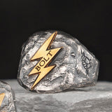 Wrath of Zeus Lightning Bolt  Ring Trendy Male God 925 Silver Ring Punk  Fashion Jewelry