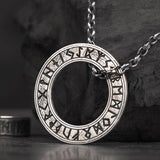 Viking Circle Pendant 925 Silver  Round necklace Trendy Men and Women Retro Jewelry