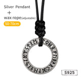 Viking Circle Pendant 925 Silver  Round necklace Trendy Men and Women Retro Jewelry