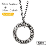 Viking Circle Pendant 925 Silver  Round necklace Trendy Men and Women Retro Jewelry