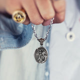 St Christopher Necklace Religious Medal Stainless Steel Chain Necklaces for Men Fashion Jewelry Accessories Friends Gifts