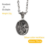 St Christopher Necklace Religious Medal Stainless Steel Chain Necklaces for Men Fashion Jewelry Accessories Friends Gifts