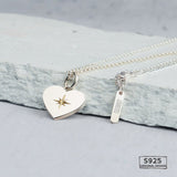 Heart Pendant 925 Silver  Round necklace for Women Star and Moon Retro Jewelry