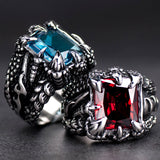 Artificial Zicon and  Dragon  claw  Rings for men and women Artifical  vintage Stainless Steel finger