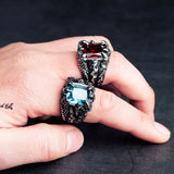 Artificial Zicon and  Dragon  claw  Rings for men and women Artifical  vintage Stainless Steel finger