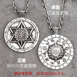 925 Sterling Silver Star of Dived Cross Hexagram and 12 constellation big pendant for Men