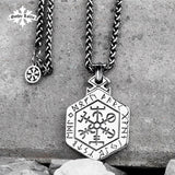 Nordic mythology Viking rune stainless steel necklace the sided pendant Kabala totem for  Men