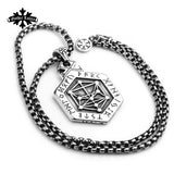 Nordic mythology Viking rune stainless steel necklace the sided pendant Kabala totem for  Men