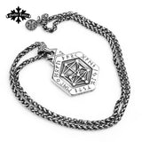 Nordic mythology Viking rune stainless steel necklace the sided pendant Kabala totem for  Men