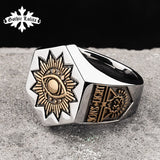 The Sun Devil Eyes hexagon Masonic Ring For Men  Stainless steel  Freemason Totem Jewelry