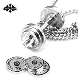 Dumbbell Splicing pendant necklaces Men's stainless steel fitness barbell Removal jewelry   mygrillz