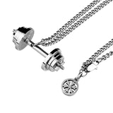 Dumbbell Splicing pendant necklaces Men's stainless steel fitness barbell Removal jewelry   mygrillz